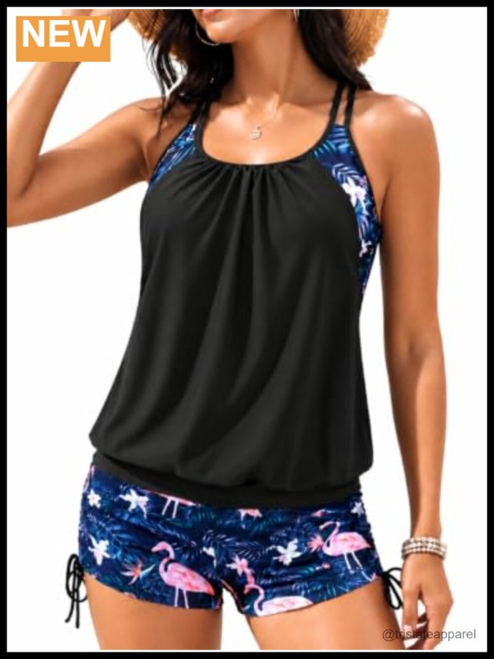 Holipick Womens 2 Piece Tankini Swimsuit Blouson Tummy Control Bathing Suit